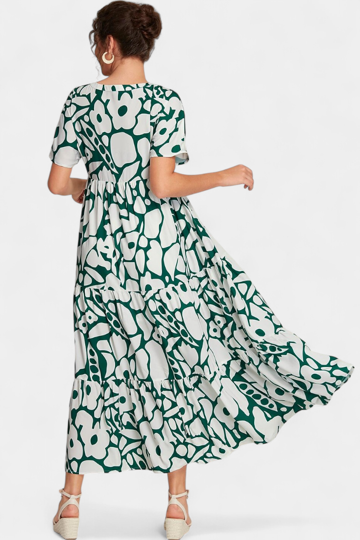 Nélida Vestido Fluido Impreso con Escote en V