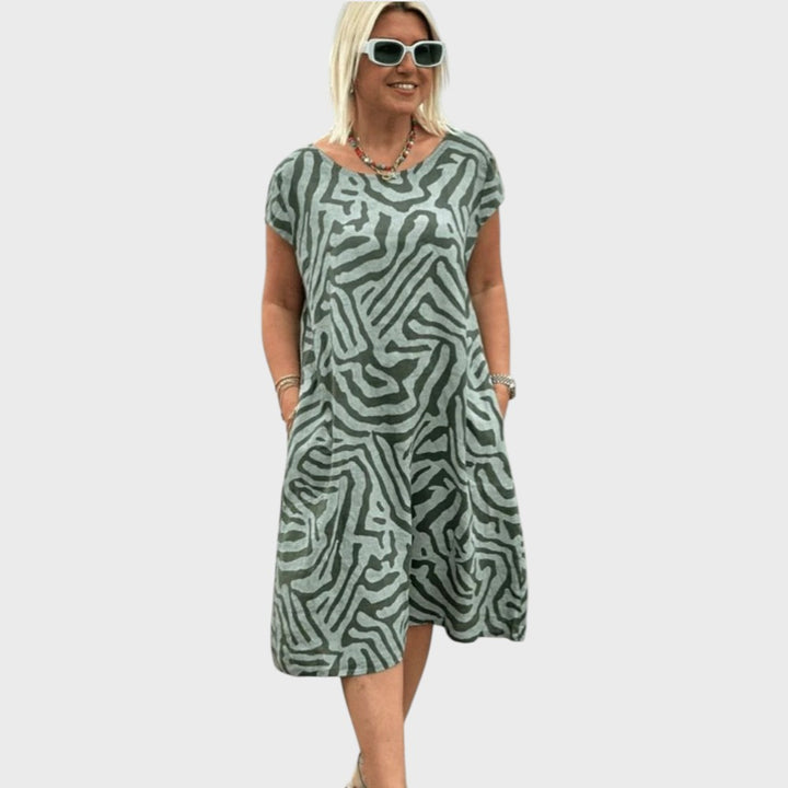 Dilma | Vestido de verano con cuello redondo y bonito estampado