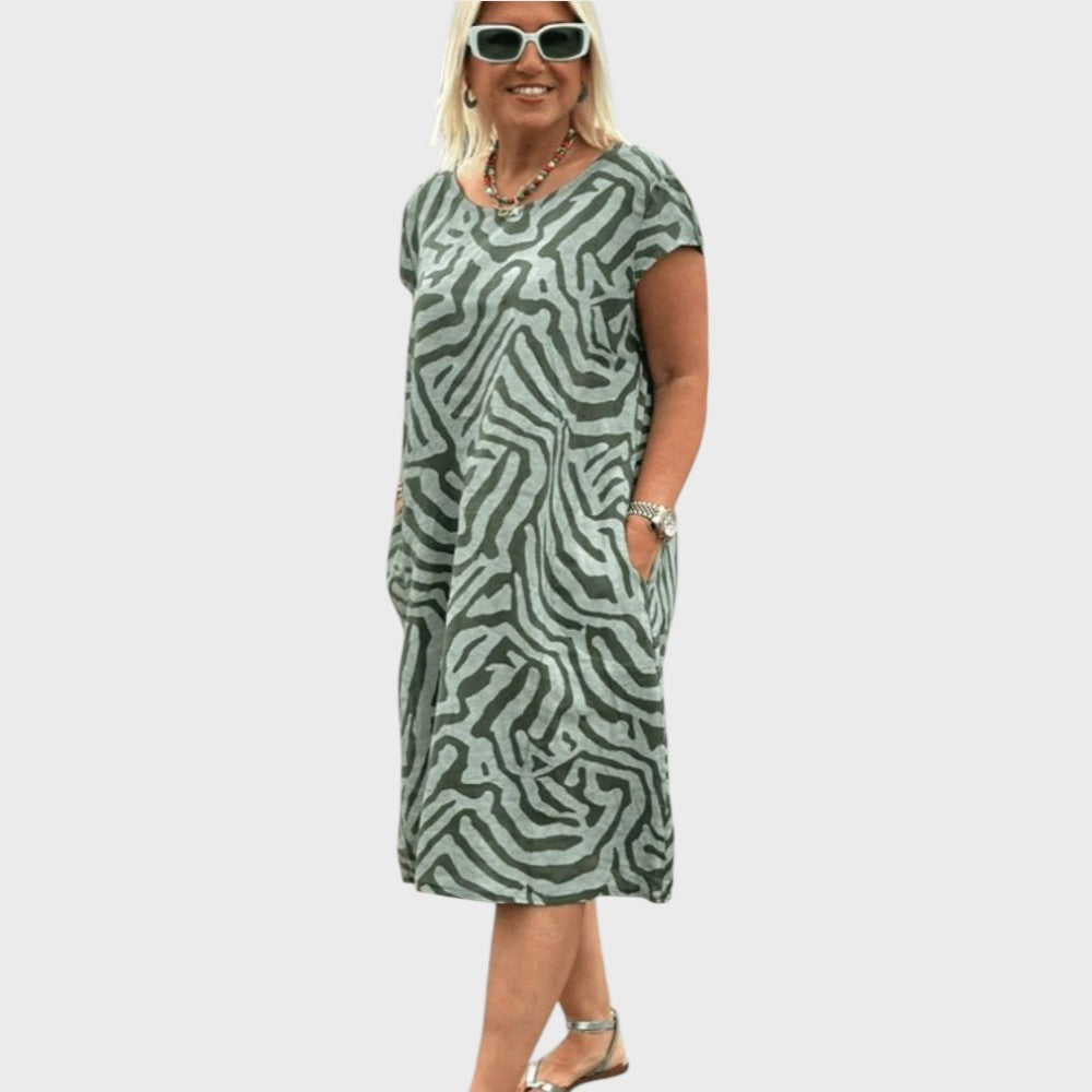 Dilma | Vestido de verano con cuello redondo y bonito estampado