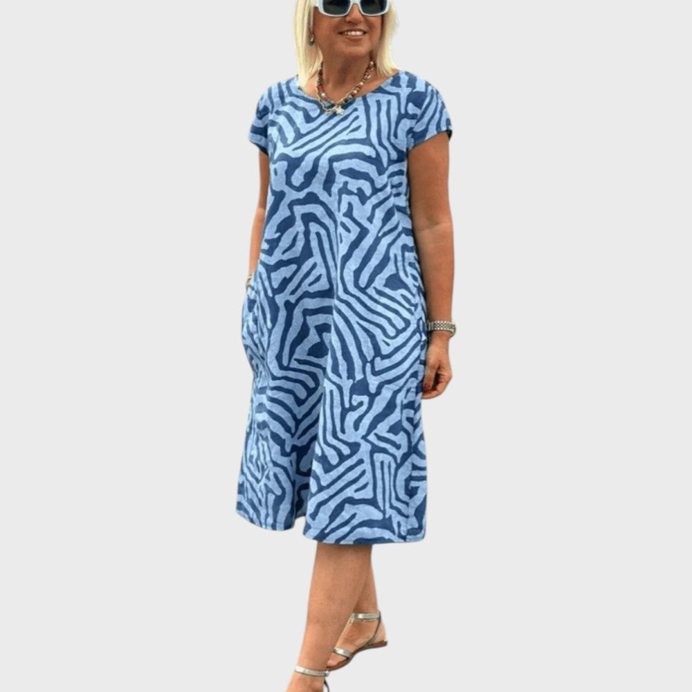 Dilma | Vestido de verano con cuello redondo y bonito estampado