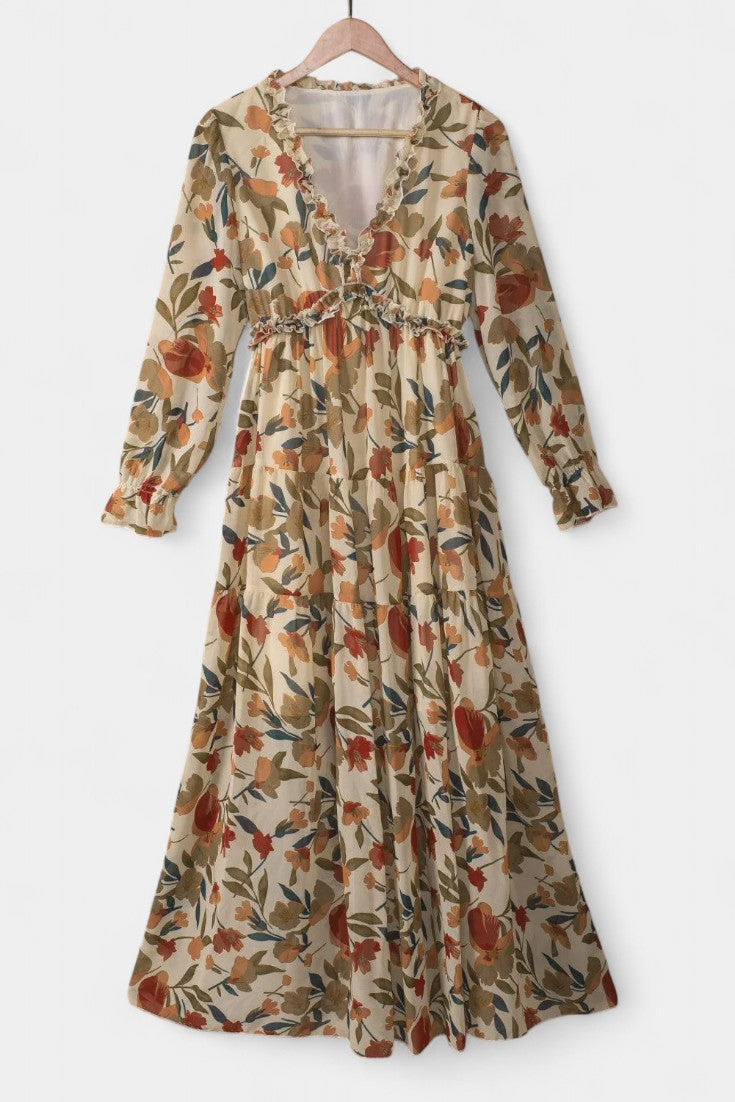 Keti Vestido Maxi Floral de Manga Larga